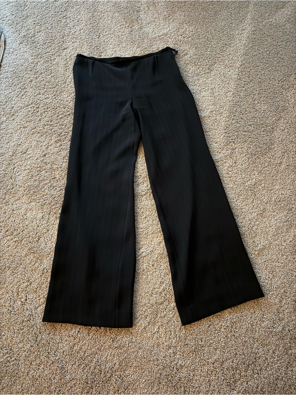Giorgio Armani Black Pinstripe Wide-Leg Pants